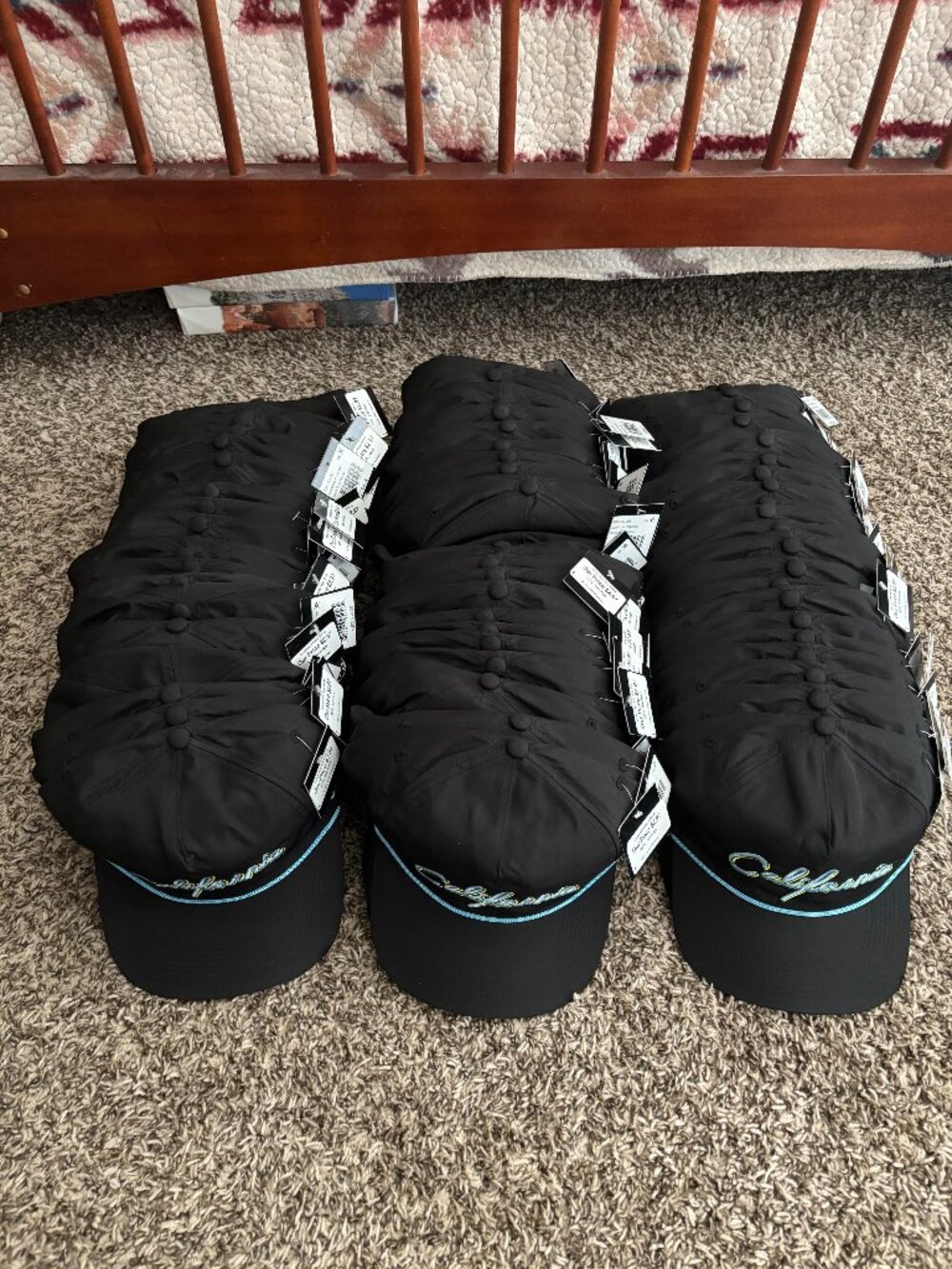 Bulk 72 Brand New Bad Birdie Black Adjustable California Rope Hats Retail $2736